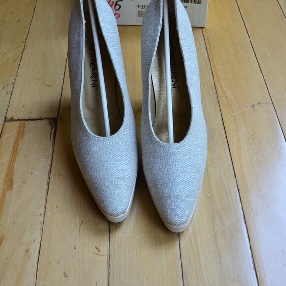 Vintage YVES SAINT LAURENT YSL Canvas High Heels Women Size 8.5M - Picture 14 of 14